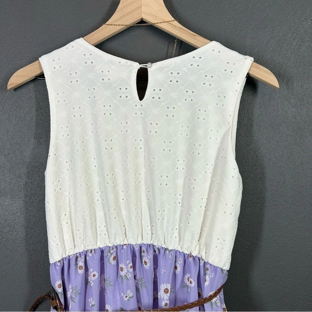 Knit Works Girls Eyelet Lavender Floral Dress